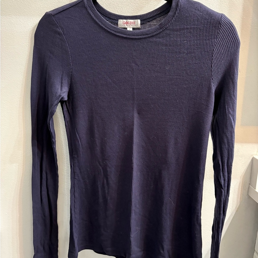 Goldie Navy Ribbed Top